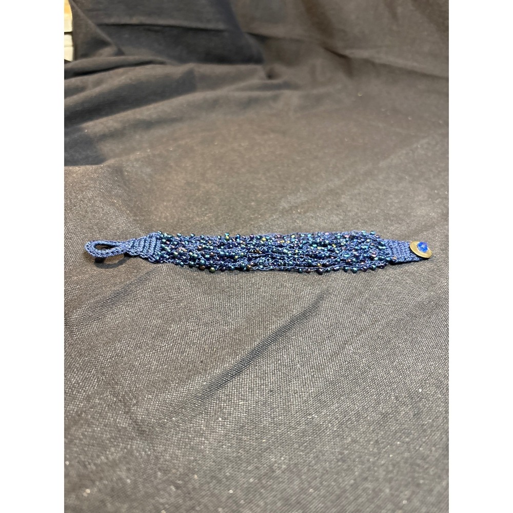 Boho Beaded Bracelet Blue‎ Multi Strand Charm Clasp